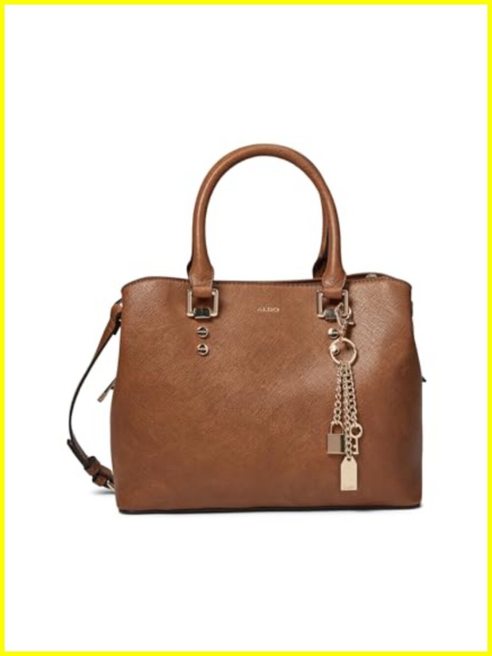Medium Brown Leather Tote Bag with Shoulder Strap, Adjustable, Zipper Closure